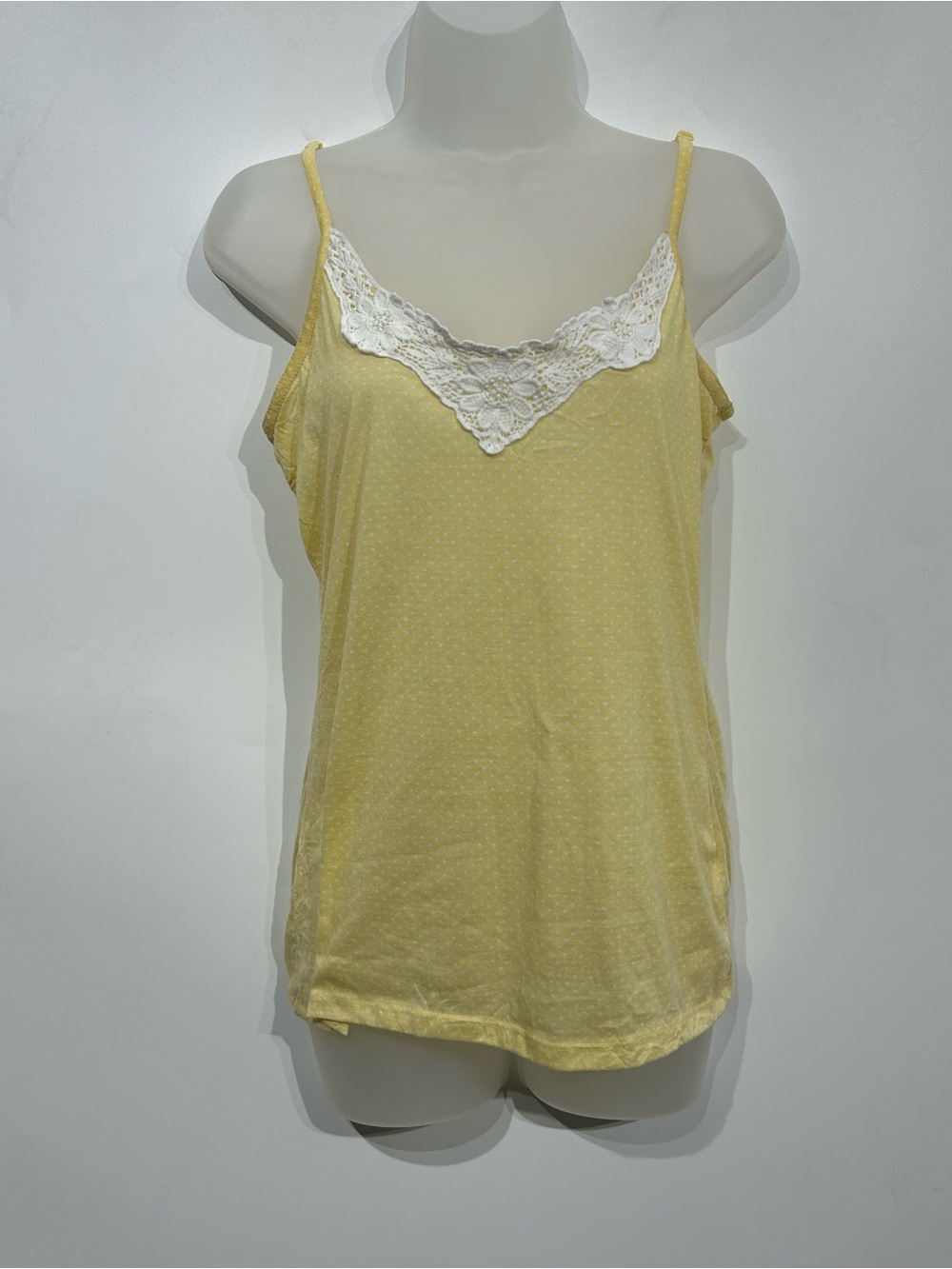 Maurices Pale Yellow Lace-Trim Tank
